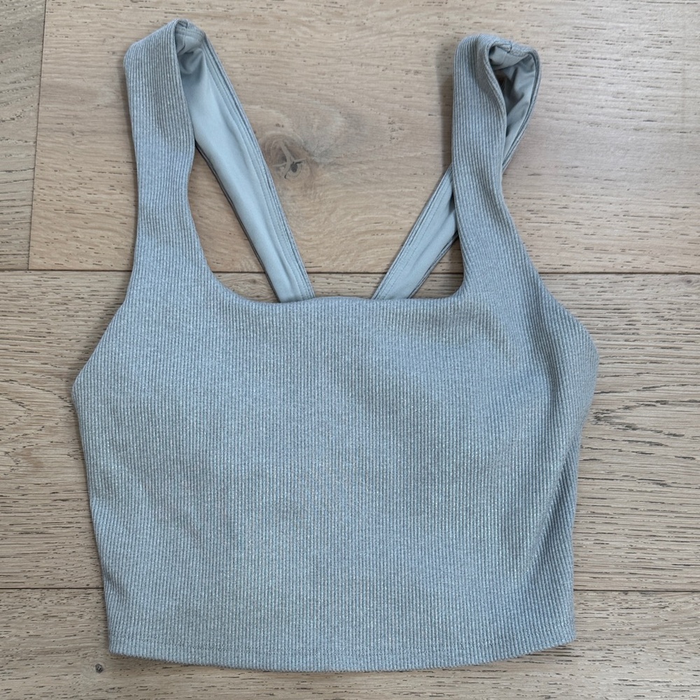 ALO Yoga Light Gray Ribbed Crop Top